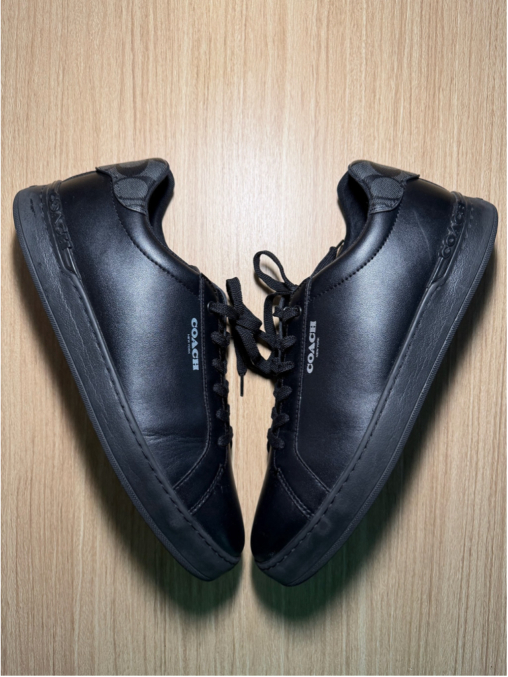 Coach Men's Black Leather Clip Low-Top Sneakers - Size 13